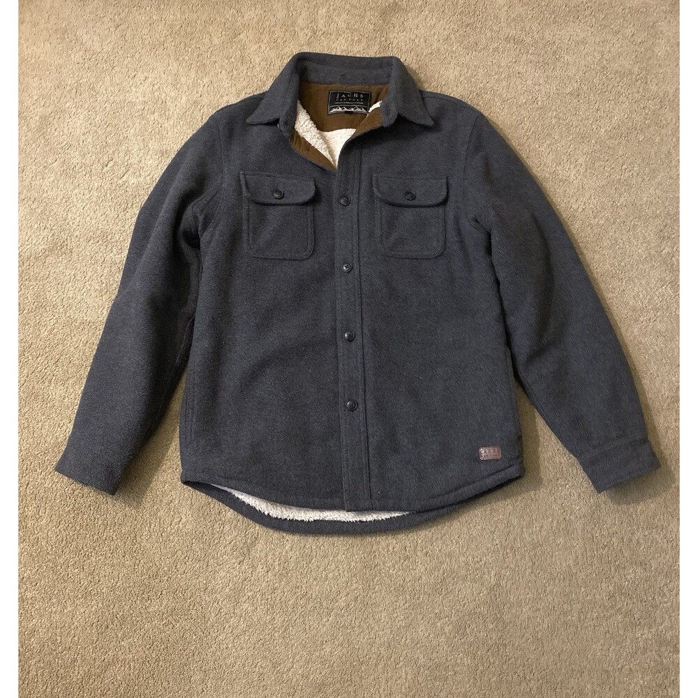 Jachs New York Sherpa Lined Wool Blend Shirt Jacket in Charcoal Gray Mens S